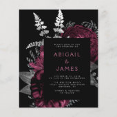 バジェット暗いフローラバーガンディーシルバーQRコード結婚ズ (正面)