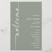 バジェット書道セージ緑結婚式 プログラム (正面)