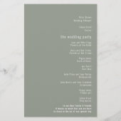 バジェット書道セージ緑結婚式 プログラム (裏面)
