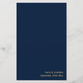 バジェット書道ネイビー結婚ブルー金ゴールドのメニュー (裏面)