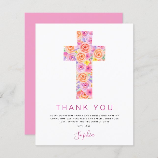 バジェット最初の聖餐会ありがとうフローラピンク (正面/裏面)