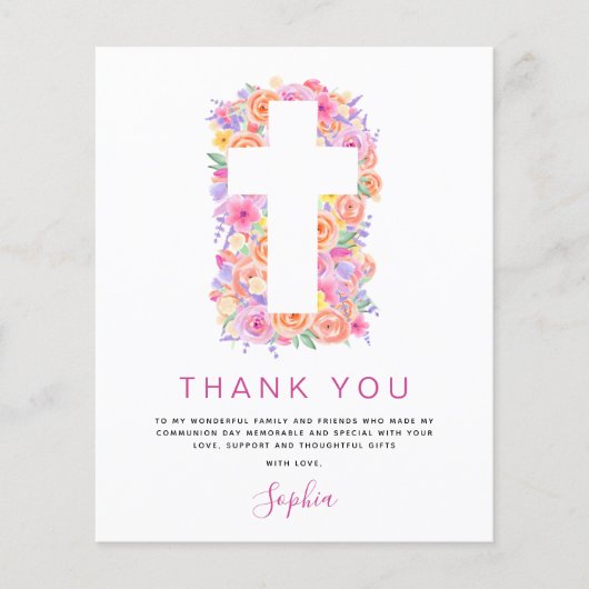 バジェット最初の聖餐会ありがとうフローラピンク チラシ (正面)