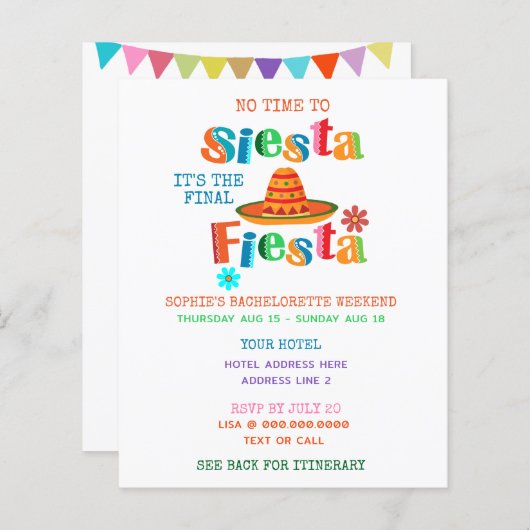 バジェット最終フェスタの旅程バチェロレッテ (正面/裏面)