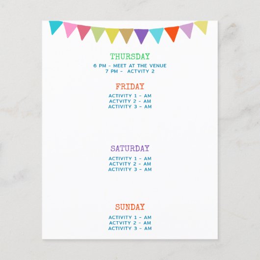 バジェット最終フェスタの旅程バチェロレッテ (裏面)