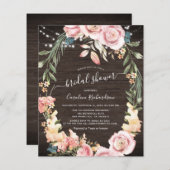 バジェット木製素朴フローラブライダルシャワーフライヤー (正面/裏面)