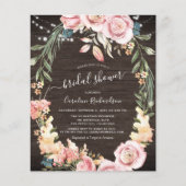 バジェット木製素朴フローラブライダルシャワーフライヤー (正面)