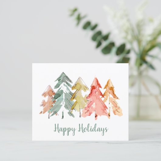 バジェット松の木の水の色クリスマスカード (スタンド正面)