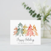 バジェット松の木の水の色セージクリスマスカード (スタンド正面)