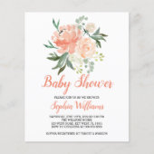 バジェット桃とクリームベビーシャワー招待状 (正面)