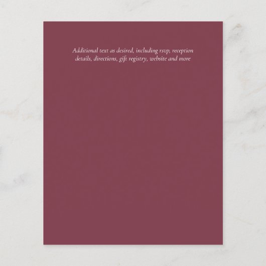 バジェット梅赤面ピンクフローラ結婚式の招待 (裏面)