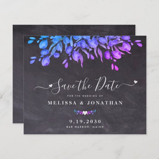 バジェット植物学素朴石板日付カードを保存 (正面/裏面)