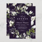 バジェット植物学 |パープルベビーシャワー招待状 (正面/裏面)