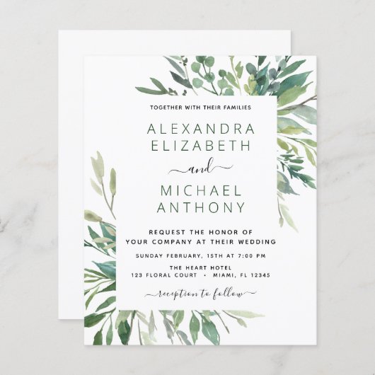 バジェット植物性の緑の結婚葉 (正面/裏面)