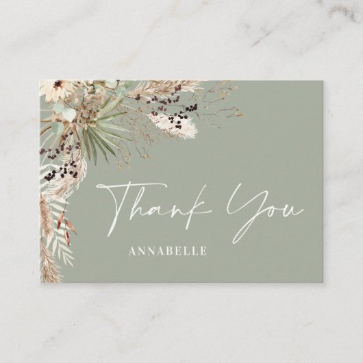 バジェット植物性シンプルの赤ちゃんシャワーサンキューグリーン エンクロージャーカード (正面)