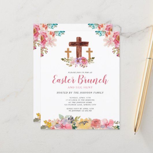 バジェット水の色の宗教的なイースターブランチの卵狩り (正面/裏面インサイチュ)