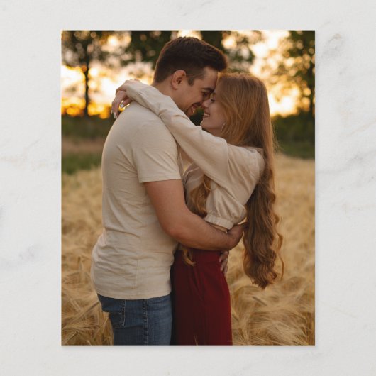 バジェット水の色の山の写真の結婚式の招待 (裏面)