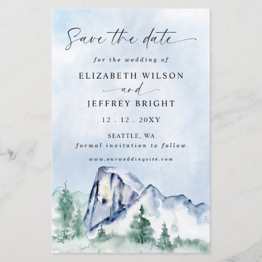 バジェット水の色の山の松の日付を保存 (正面)