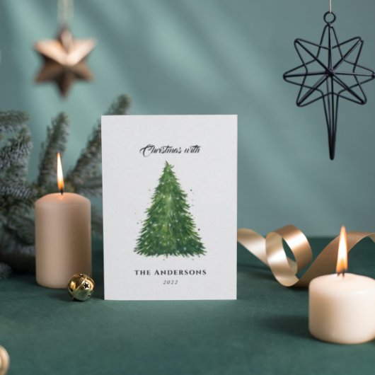 バジェット水の色の木のクリスマス休暇 ノートカード