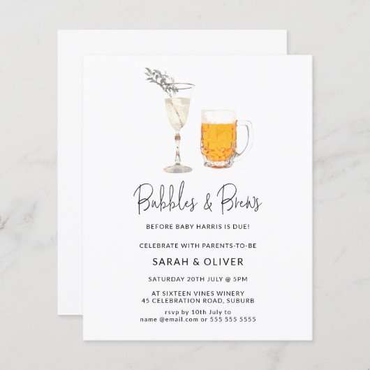 バジェット水の色の泡とBrews赤ちゃんシャワー (正面/裏面)