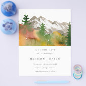 バジェット水の色の秋山々日付を保存 チラシ (シングル)