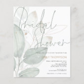 バジェット水の色の葉ブライダルシャワー招待 (正面)