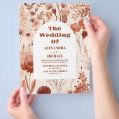 バジェット水の色バーガンディーワイルドフラワー結婚ズ チラシ (手)