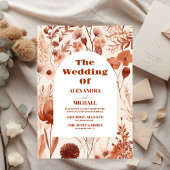 バジェット水の色バーガンディーワイルドフラワー結婚ズ チラシ