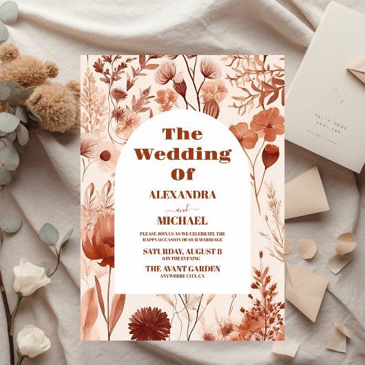 バジェット水の色バーガンディーワイルドフラワー結婚ズ チラシ