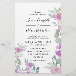 バジェット水の色ユーカリのピンクの結婚式の招待