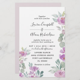 バジェット水の色ユーカリのピンクの結婚式の招待
