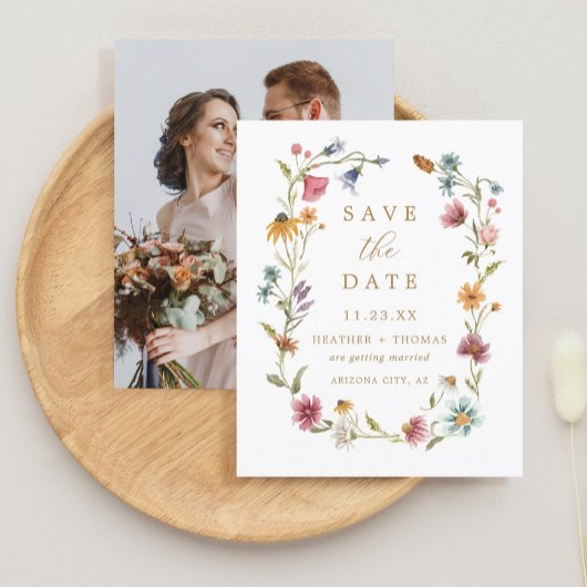 バジェット水の色ワイルドフラワーの写真の日付を保存