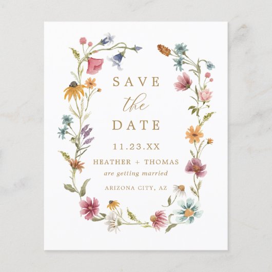 バジェット水の色ワイルドフラワーの写真の日付を保存 (正面)