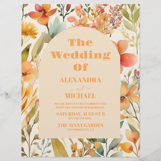 バジェット水の色ワイルドフラワー結婚ズ、ピンクイエロー チラシ (正面)