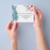 バジェット水の色結婚式招待状。フライヤー チラシ (手)