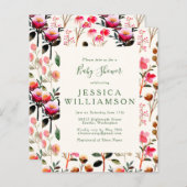 バジェット水カラーフローラピンクグリーン赤ちゃんシャワー (正面/裏面)