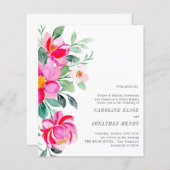 バジェット水カラーフローラフォーマルウェディング招待 (正面/裏面)