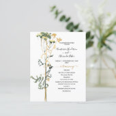 バジェット水カラー素朴結婚式 プログラムカード。 (スタンド正面)