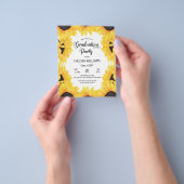 バジェット水彩ひまわり卒業パーティー チラシ (手)