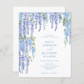 バジェット水彩ほこりっぽい青いフローラ結婚式の招待 (正面/裏面)