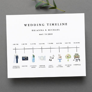 バジェット水彩アイコン結婚式の日タイムライン