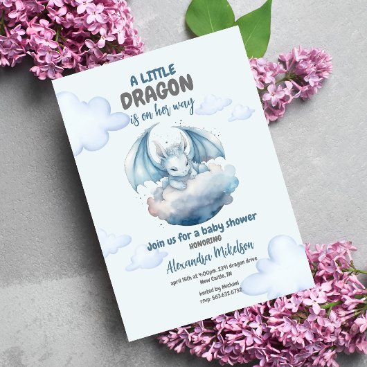 バジェット水彩ドラゴンベビーシャワー