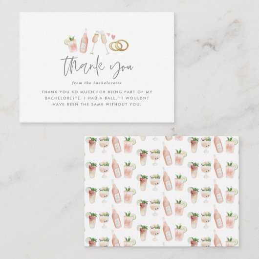 バジェット水彩バチェロレッテ感謝していチャンパン ノートカード (正面/裏面)
