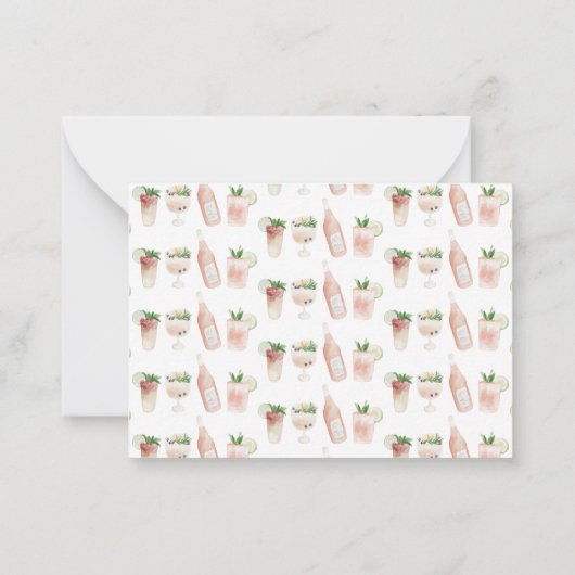 バジェット水彩バチェロレッテ感謝していチャンパン ノートカード (裏面)