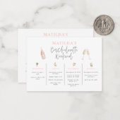 バジェット水彩ピンクの女の子のバチェロレッテの旅程 ノートカード (正面/裏面インサイチュ)