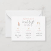 バジェット水彩ピンクの女の子のバチェロレッテの旅程 ノートカード (裏面)