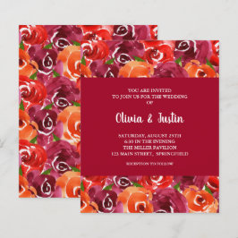 バジェット水彩フローラコラージュ結婚式の招待