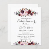 バジェット水彩フローラベビーシャワー招待状 (正面/裏面)