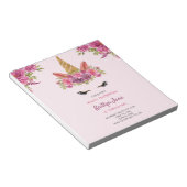 バジェット水彩フローラユニコーンピンク招待状 ノートパッド (アングル)