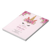 バジェット水彩フローラユニコーンピンク招待状 ノートパッド (回転)