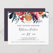 バジェット水彩フローラ赤ちゃんシャワー招待 (正面/裏面)